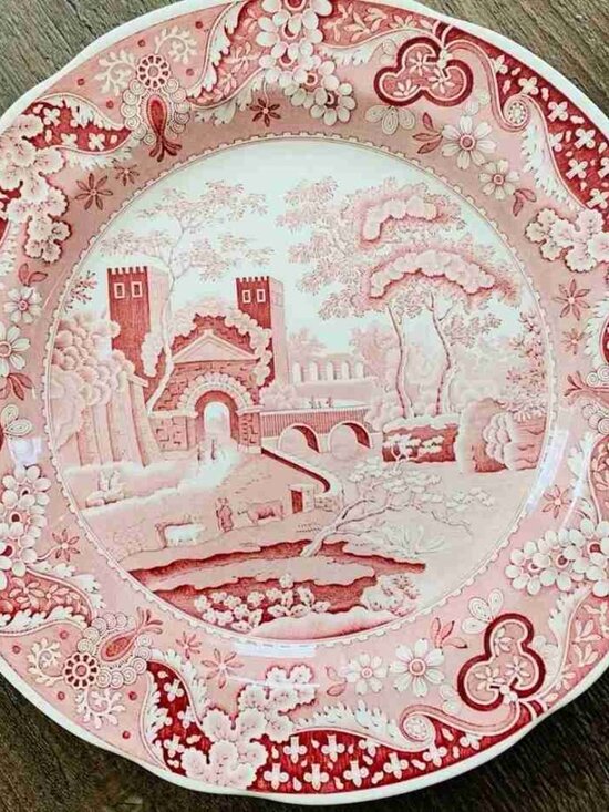Other - Spode Archive Collection Castle Cranberry Red Transferware Dinner Plate, England